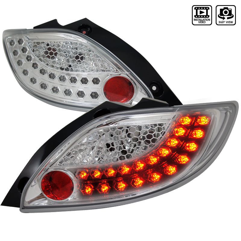 2011-2012 Mazda 2 LED Tail Lights (Chrome Housing/Clear Lens)