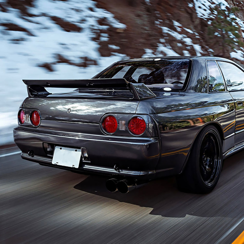 1989-1994 Nissan Skyline GT R32 JDM Red LED Tail Lights (Chrome Housing/Red Lens)