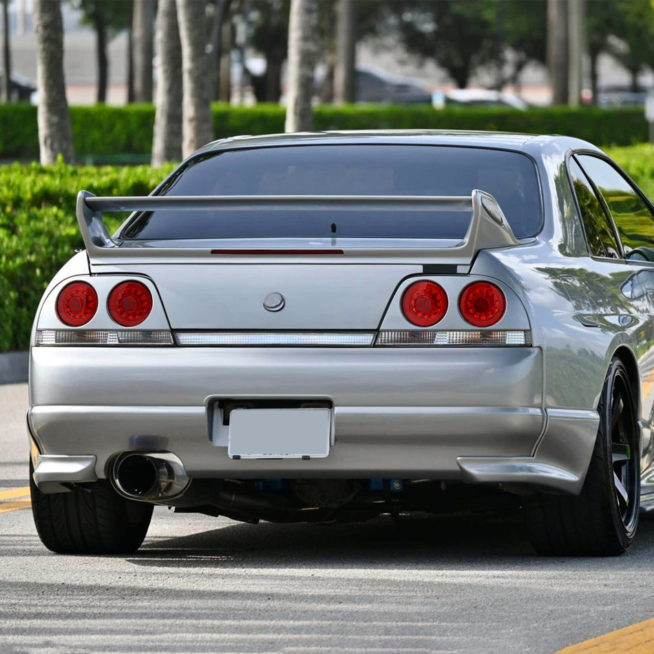1995-1998 Nissan Skyline GT R33 JDM Red LED Tail Lights (Chrome Housing/Red Lens)