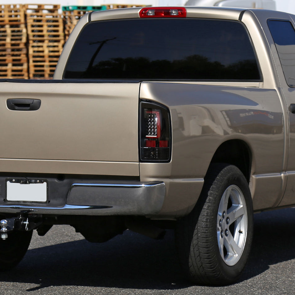 2002-2006 Dodge RAM 1500 2500 3500 LED Tail Lights -G2 (Jet Black Housing/Clear Lens)