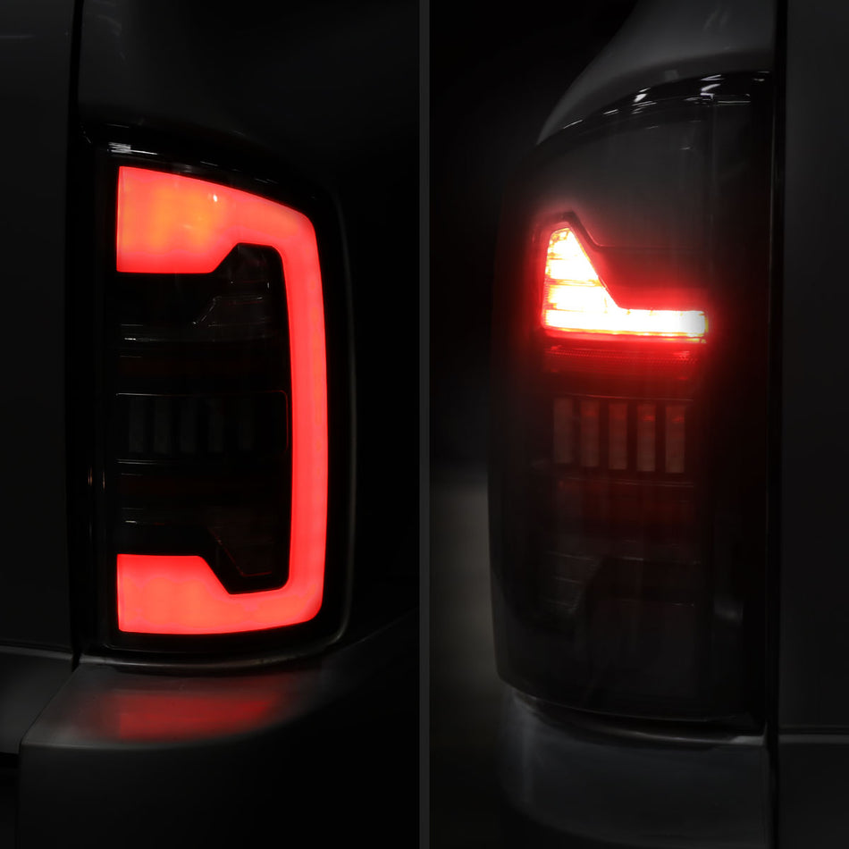 2002-2006 Dodge RAM 1500/2500/3500 White LED Bar Tail Lights (Matte Black Housing/Clear Lens)
