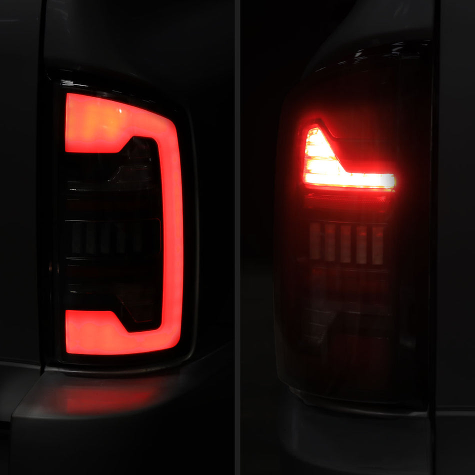 2002-2006 Dodge RAM 1500/2500/3500 Red LED Bar Tail Lights (Matte Black Housing/Clear Lens)