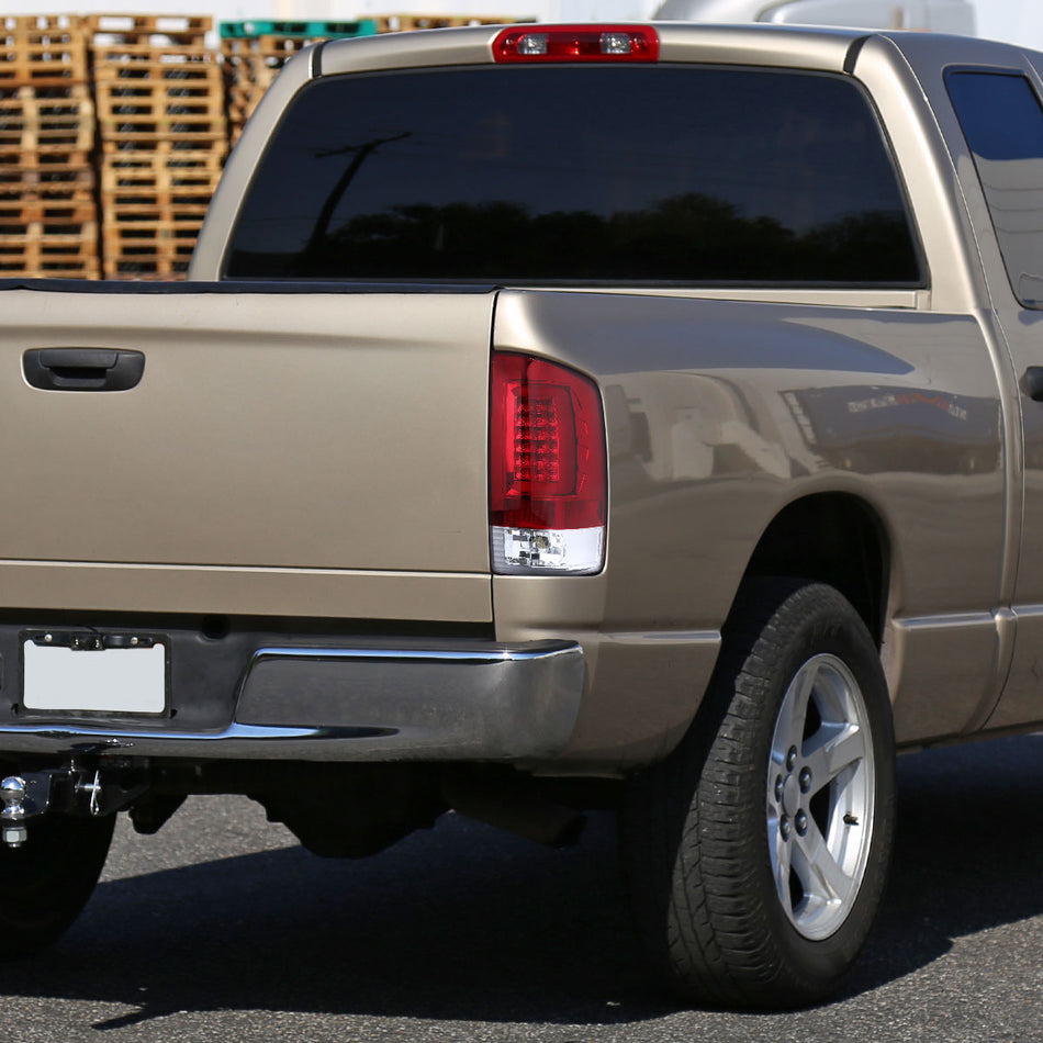 2002-2006 Dodge RAM 1500 2500 3500 LED Tail Lights (Chrome Housing/Red Lens)