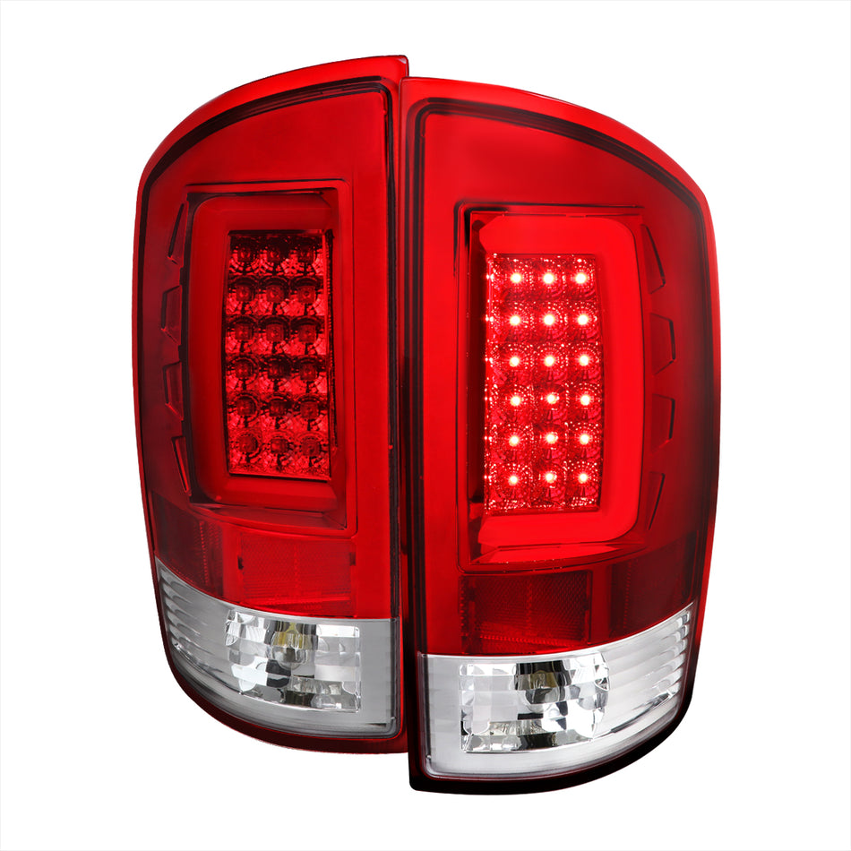 2002-2006 Dodge RAM 1500 2500 3500 LED Tail Lights (Chrome Housing/Red Lens)