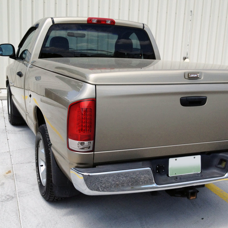 2002-2006 Dodge RAM LED Tail Lights (Chrome Housing/Red Clear Lens)