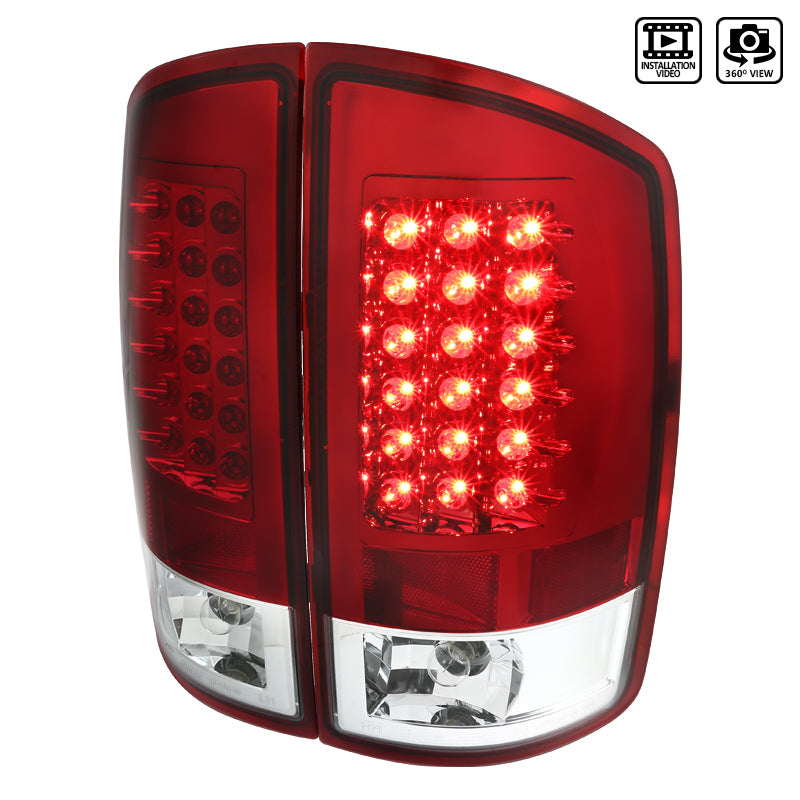 2007-2009 Dodge RAM LED Tail Lights (Chrome Housing/Red Lens)