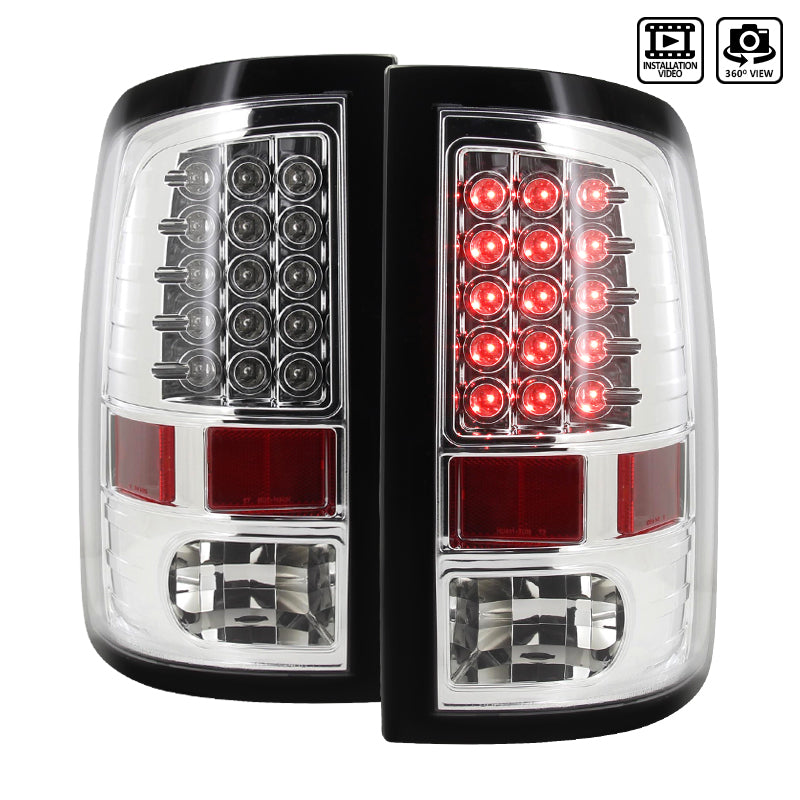 2009-2018 Dodge RAM 1500 / 2019-2021 Dodge RAM Classic / 2010-2018 RAM 2500 3500 LED Tail Lights (Chrome Housing/Clear Lens)