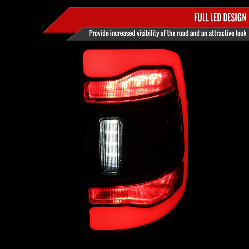 2009-2018 Dodge RAM 1500/2019-2022 RAM 1500 Classic/2010-2018 RAM 2500 3500 LED Bar Tail Lights (Chrome Housing/Smoked Lens)