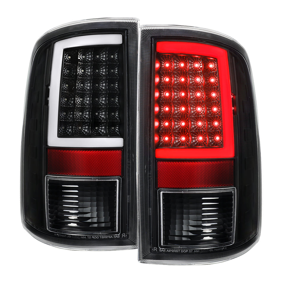 2009-2018 Dodge RAM / 2019-2021 RAM Classic / 2010-2018 RAM 2500 Full LED C-Bar Tail Lights (Black Housing / Clear Lens)