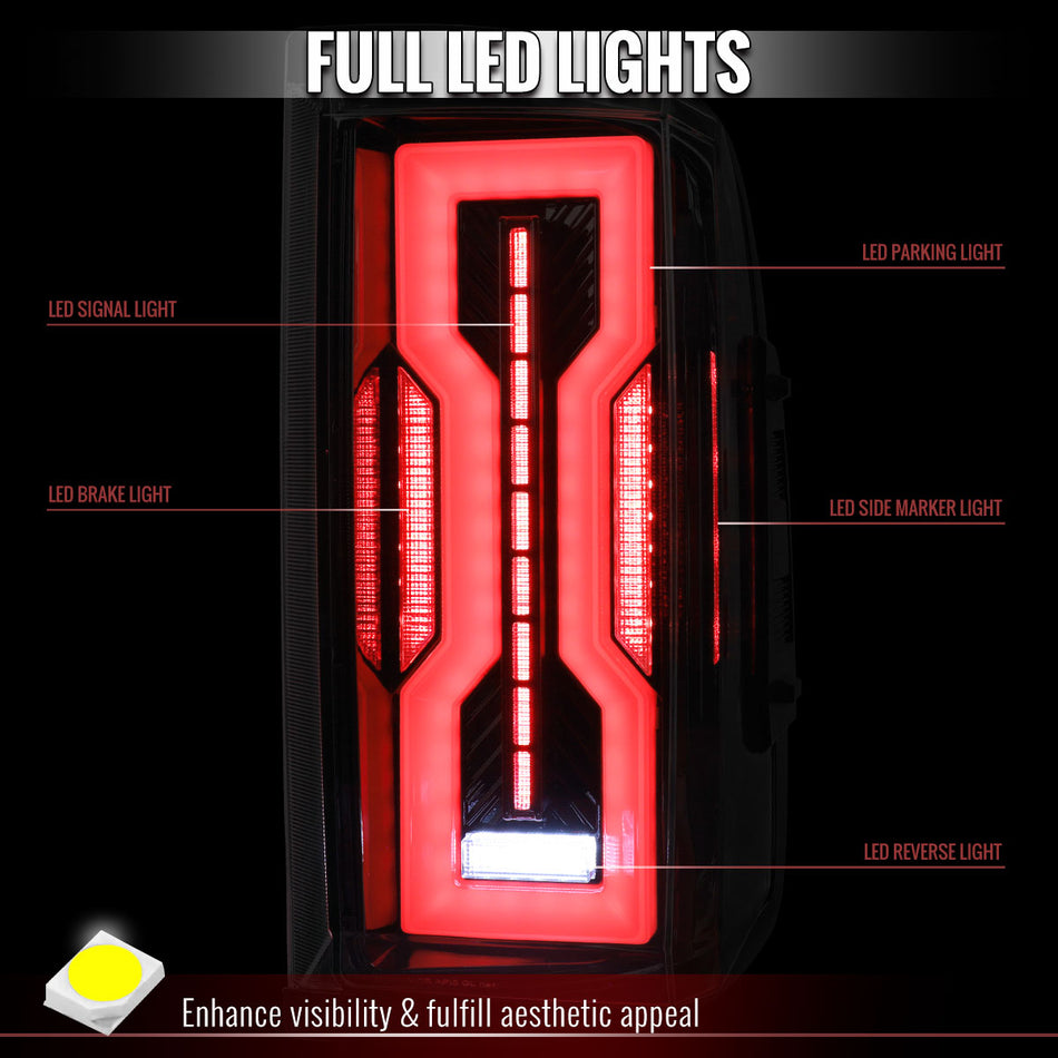 2009-2018 Dodge RAM / 2019-2021 RAM Classic / 2010-2018 RAM 2500 Full LED Tail Lights (Jet Black Housing / Clear Lens)