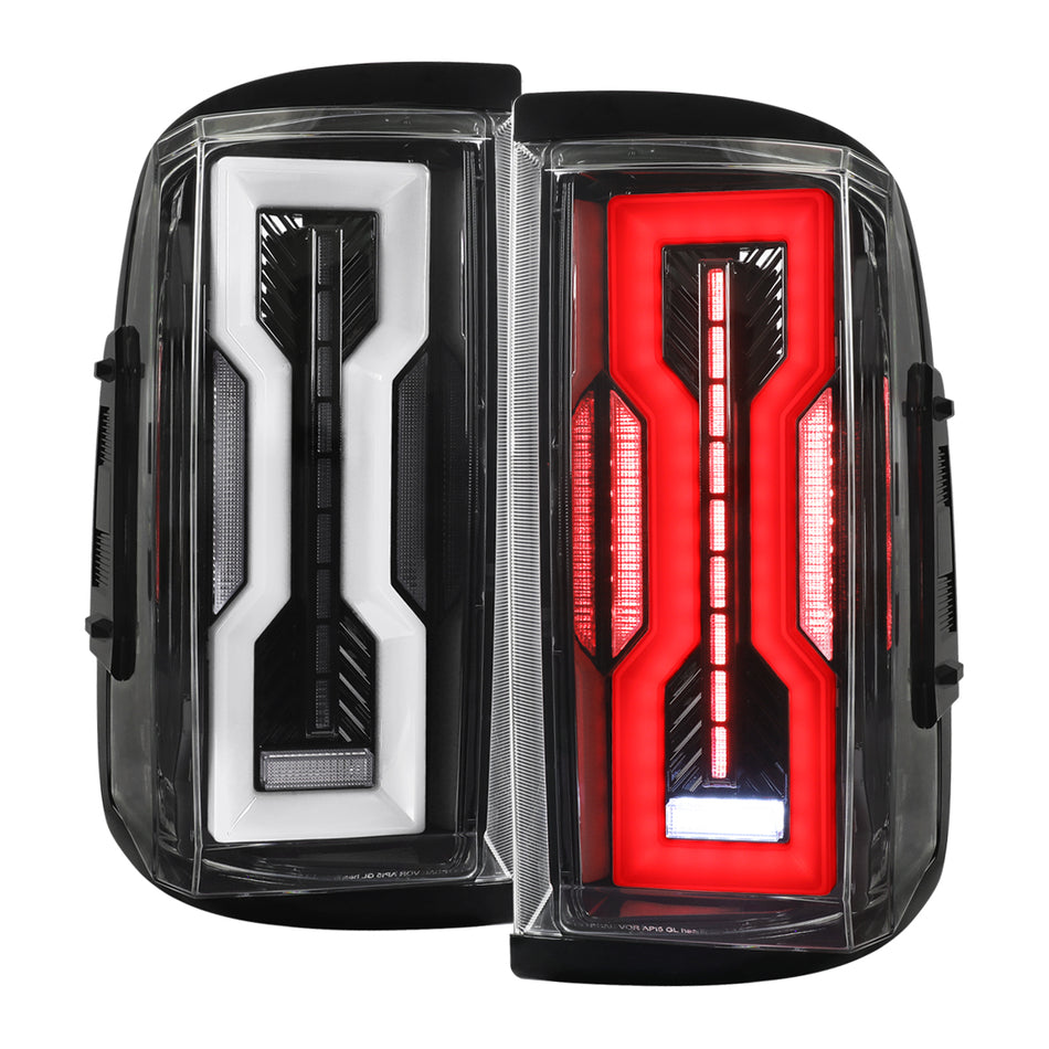 2009-2018 Dodge RAM / 2019-2021 RAM Classic / 2010-2018 RAM 2500 Full LED Tail Lights (Jet Black Housing / Clear Lens)