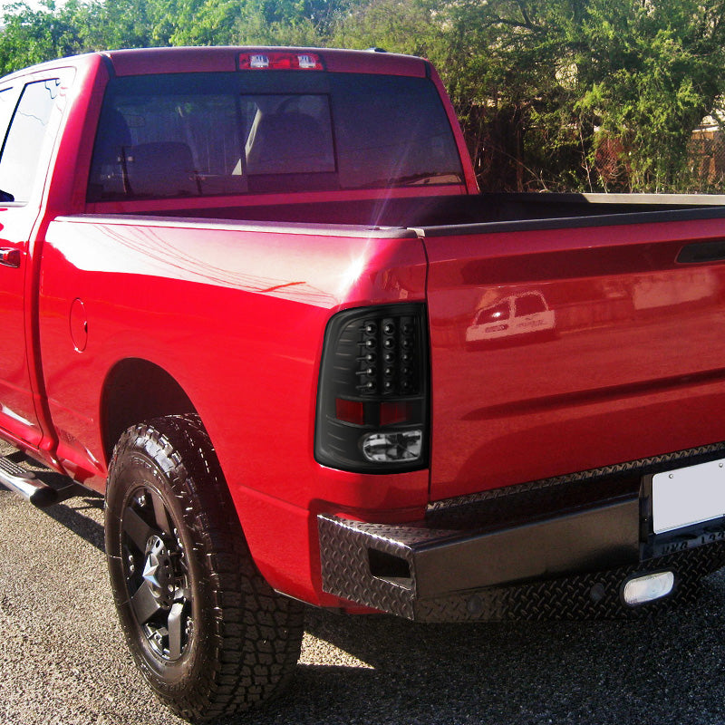 2009-2018 Dodge RAM 1500 / 2019-2021 RAM Classic / 2010-2018 RAM 2500 3500 LED Tail Lights - V2 (Matte Black Housing/Clear Lens)