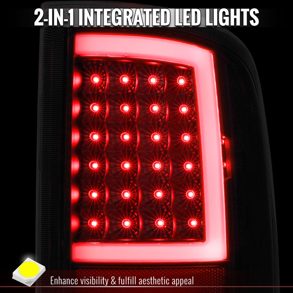 2009-2018 Dodge RAM / 2019-2021 RAM Classic / 2010-2018 RAM 2500 Red LED C-Bar Tail Lights (Black Housing / Clear Lens)