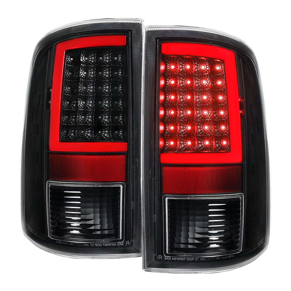 2009-2018 Dodge RAM / 2019-2021 RAM Classic / 2010-2018 RAM 2500 Red LED C-Bar Tail Lights (Black Housing / Clear Lens)