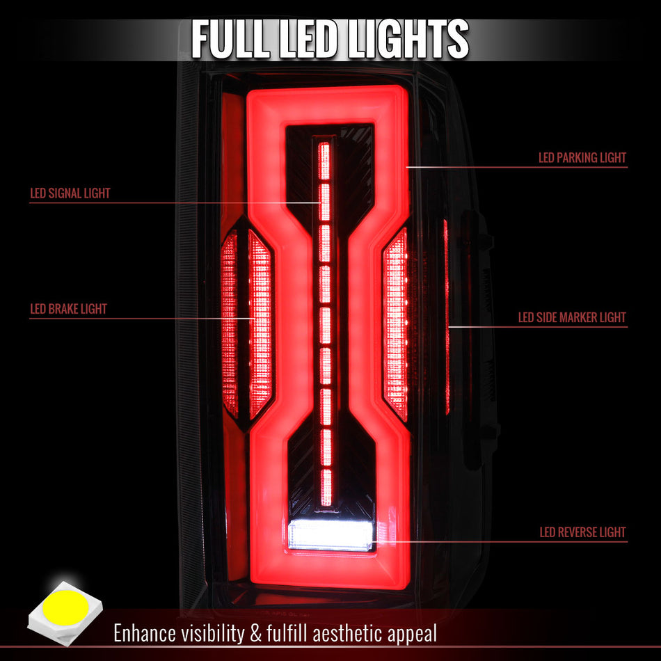 2009-2018 Dodge RAM / 2019-2021 RAM Classic / 2010-2018 RAM 2500 Full LED Tail Lights (Jet Black Housing / Clear Lens)