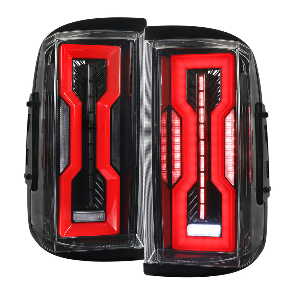 2009-2018 Dodge RAM / 2019-2021 RAM Classic / 2010-2018 RAM 2500 Full LED Tail Lights (Jet Black Housing / Clear Lens)