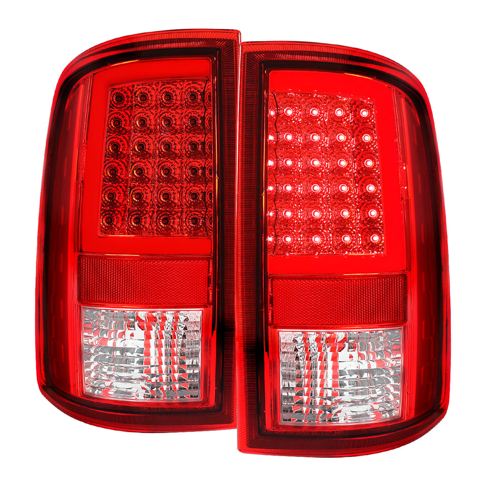 2009-2018 Dodge RAM / 2019-2021 RAM Classic / 2010-2018 RAM 2500 Full LED C-Bar Tail Lights (Chrome Housing / Red Clear Lens)