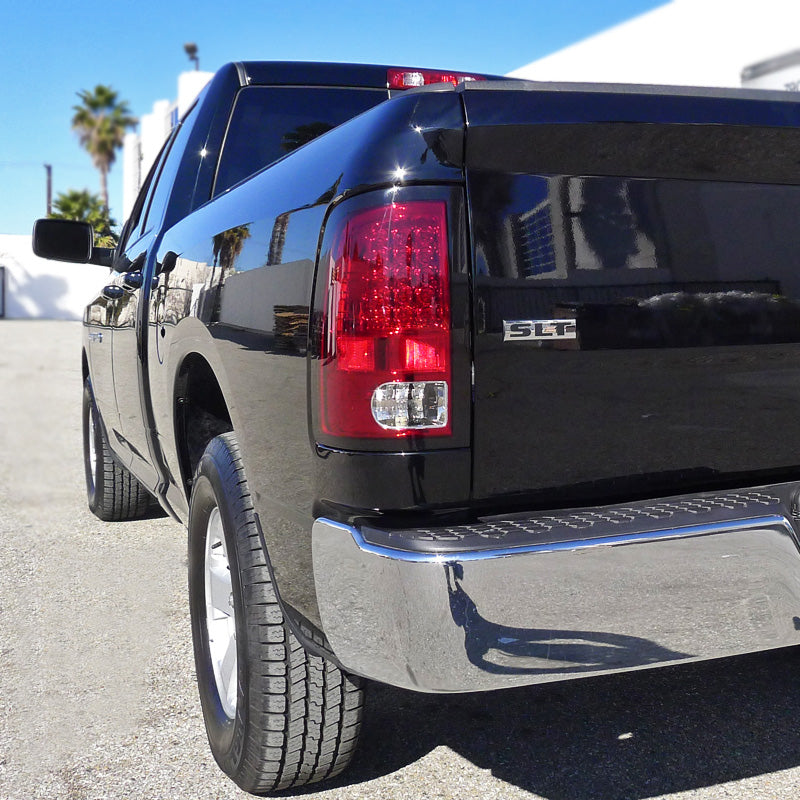 2009-2018 Dodge RAM 1500 / 2019-2021 RAM Classic / 2010-2018 RAM 2500 3500 LED Tail Lights (Chrome Housing/Red Lens)