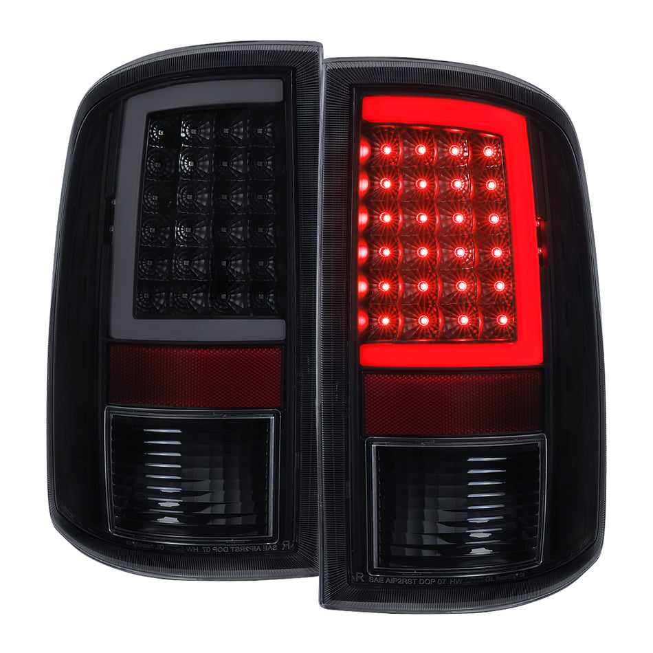 2009-2018 Dodge RAM / 2019-2021 RAM Classic / 2010-2018 RAM 2500 Full LED C-Bar Tail Lights (Black Housing / Smoked Lens)