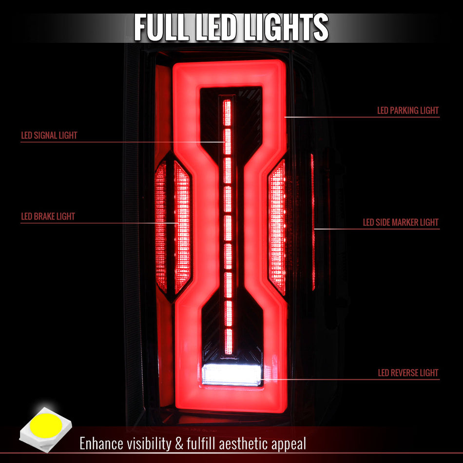 2009-2018 Dodge RAM / 2019-2021 RAM Classic / 2010-2018 RAM 2500 Full LED Tail Lights (Glossy Black Housing / Smoked Lens)