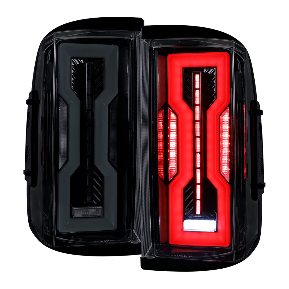2009-2018 Dodge RAM / 2019-2021 RAM Classic / 2010-2018 RAM 2500 Full LED Tail Lights (Glossy Black Housing / Smoked Lens)