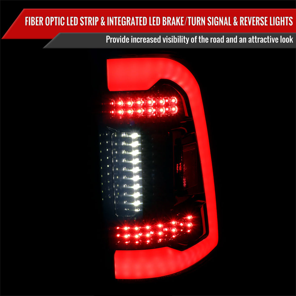 2019-2024 Dodge RAM 1500 White LED Bar Tail Lights (Glossy Black Housing/Smoked Lens)