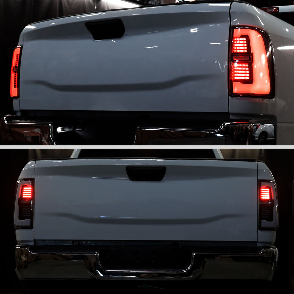 2019-2024 Dodge RAM 2500/3500 LED Sequential Signal Tail Lights (Glossy Black Housing / Dark Smoked Lens)