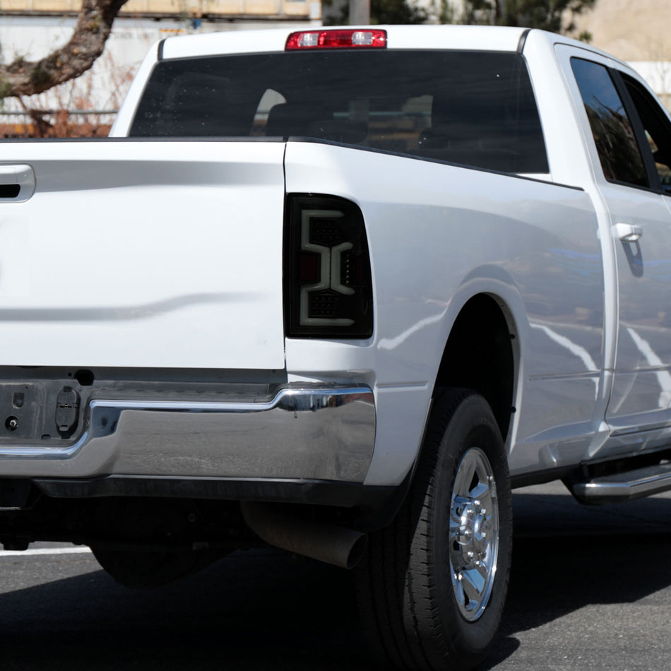 2019-2024 Dodge RAM 2500/3500 LED Sequential Signal Tail Lights (Glossy Black Housing/Dark Smoked Lens)