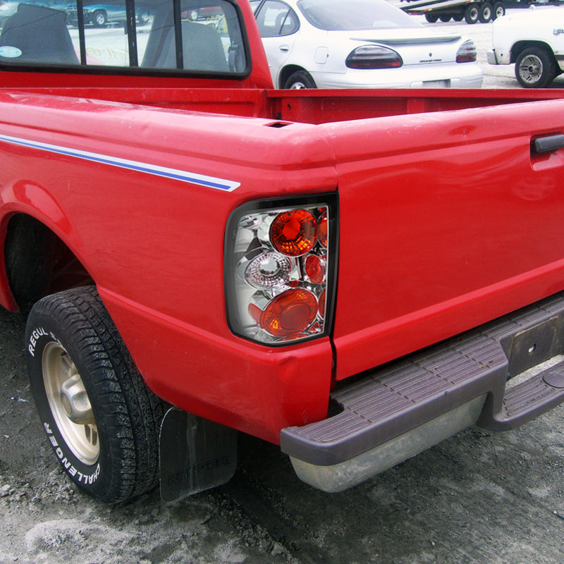 1993-1997 Ford Ranger Tail Lights (Chrome Housing/Clear Lens)