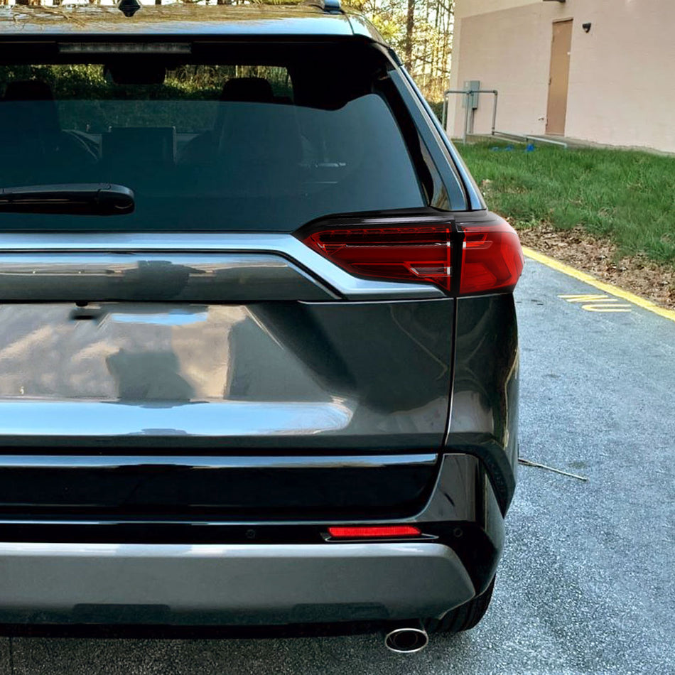 2019-2024 Toyota RAV4 Red LED Bar Sequential Signal Tail Lights (Chrome Housing/Red Lens)
