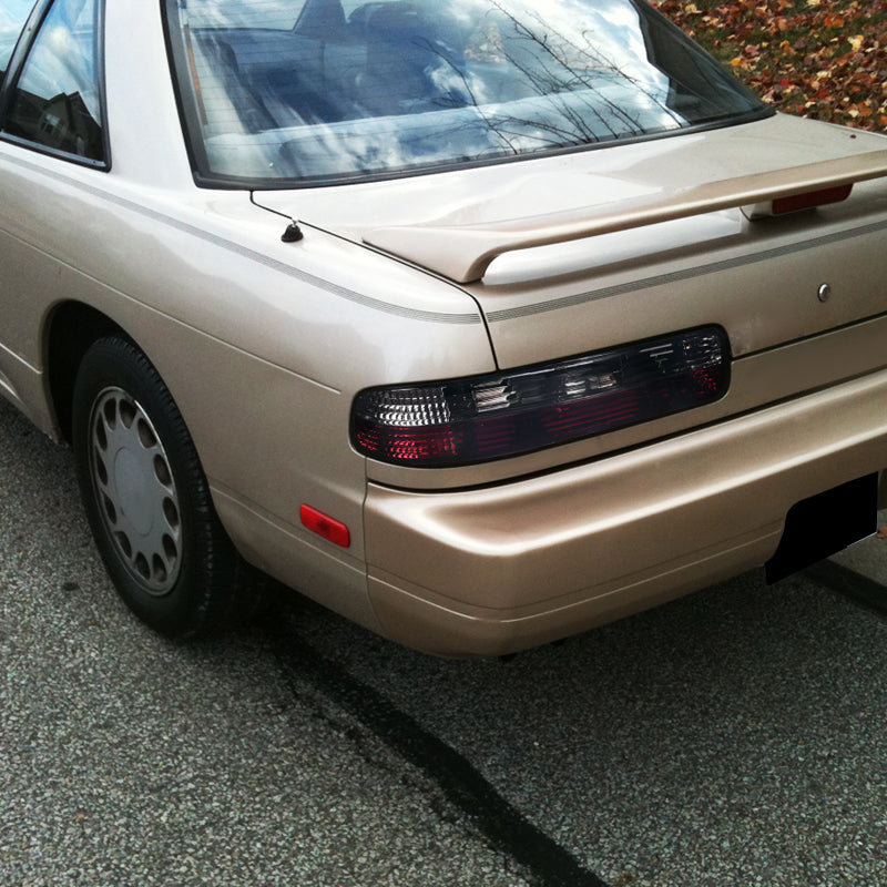 1989-1994 Nissan 240SX S13 Coupe Tail Lights (Chrome Housing/Red Smoked Lens)