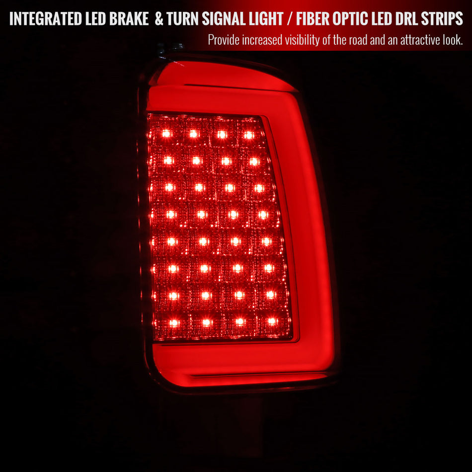 2007-2013 GMC Sierra 1500 / 2007-2014 Sierra 2500HD 3500HD C-Bar LED Tail Lights (Chrome Housing/Smoked Lens)