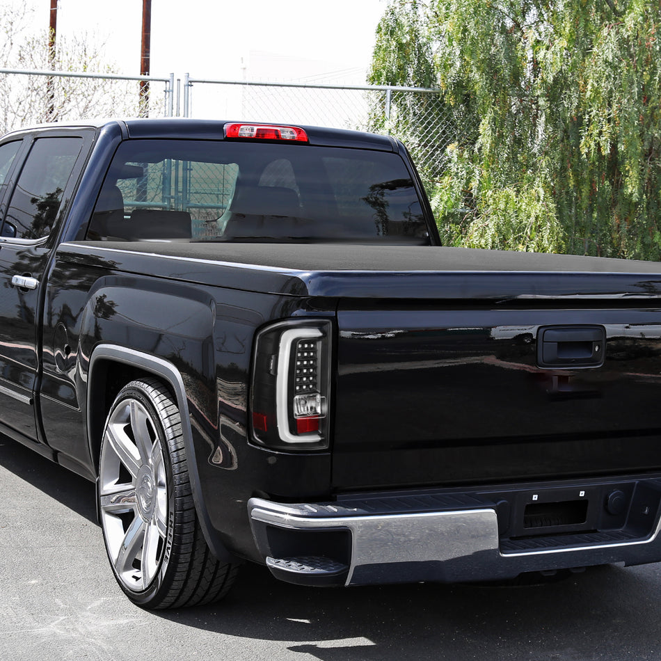 2014-2018 GMC Sierra 1500/2500HD/3500HD V2 LED Tail Lights (Matte Black Housing/Clear Lens)