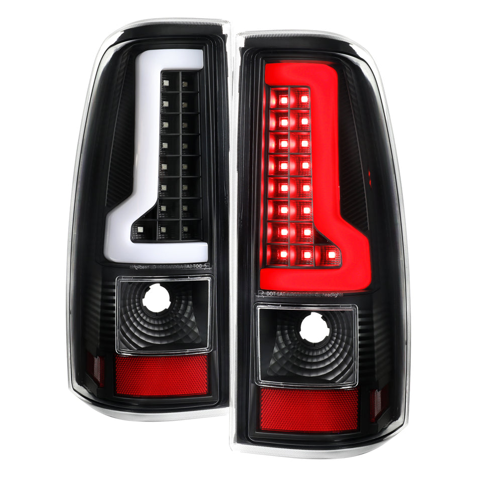 2003-2006 Chevrolet Silverado LED Bar Tail Lights (Black Housing / Clear Lens)
