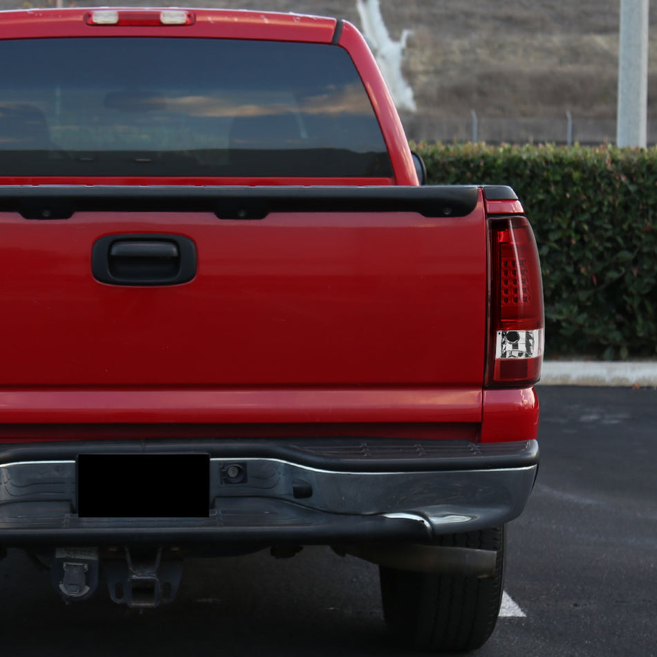 2003-2006 Chevrolet Silverado LED Tail Lights - G2 (Chrome Housing/Red Clear Lens)
