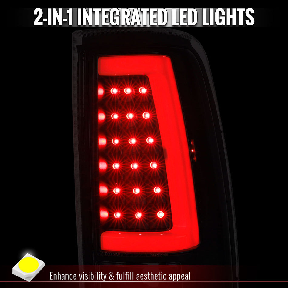 2003-2006 Chevrolet Silverado LED C-Bar Tail Lights (Black Housing / Smoked Lens)
