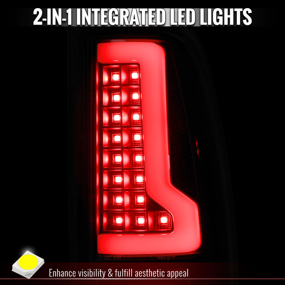 2003-2006 Chevrolet Silverado LED Bar Tail Lights (Black Housing / Smoked Lens)