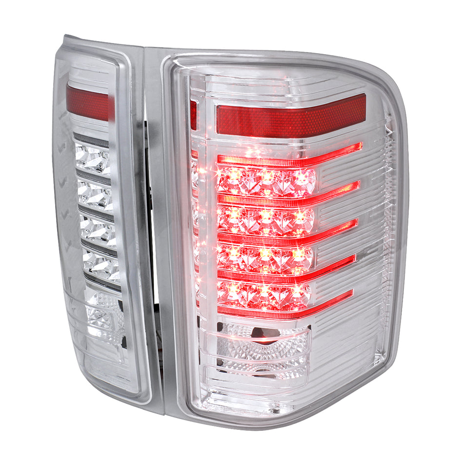2007-2014 Chevrolet Silverado 1500 2500HD 3500HD LED Tail Lights (Chrome Housing/Clear Lens)