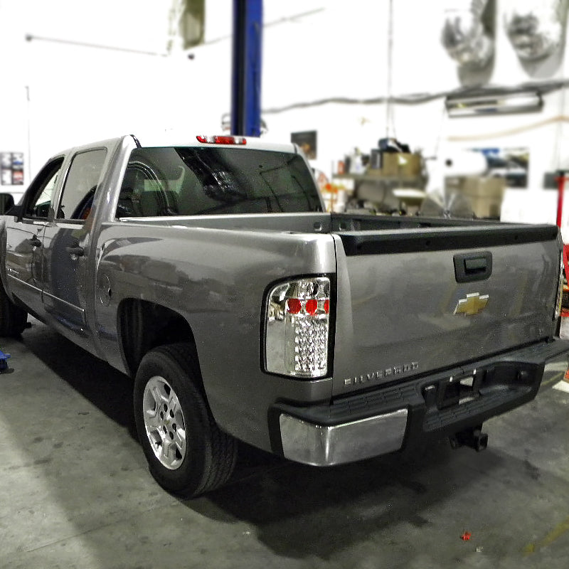 2007-2014 Chevrolet Silverado LED Tail Lights (Chrome Housing/Clear Lens)