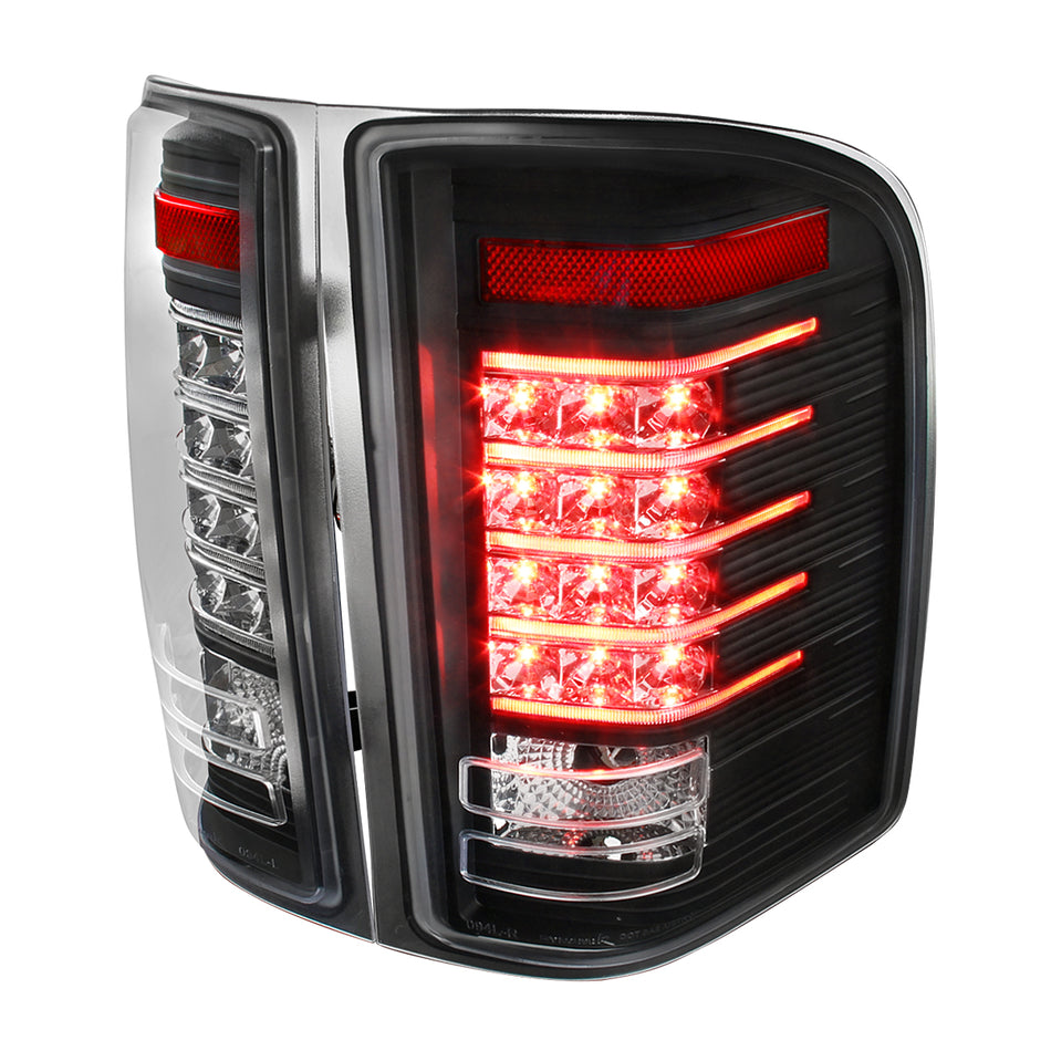 2007-2014 Chevrolet Silverado 1500 2500HD 3500HD LED Tail Lights (Matte Black Housing/Clear Lens)