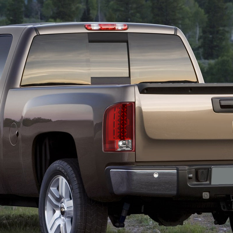 2007-2014 Chevrolet Silverado LED Tail Lights - OZ (Chrome Housing/Red Lens)