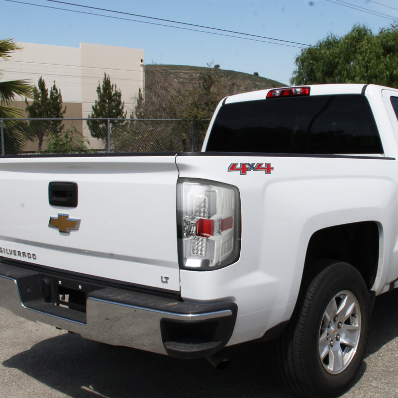 2014-2019 Chevrolet Silverado 1500/ 2015-2019 Silverado 2500HD 3500HD GMC Sierra 3500HD LED Tail Lights (Chrome Housing/Clear Lens)