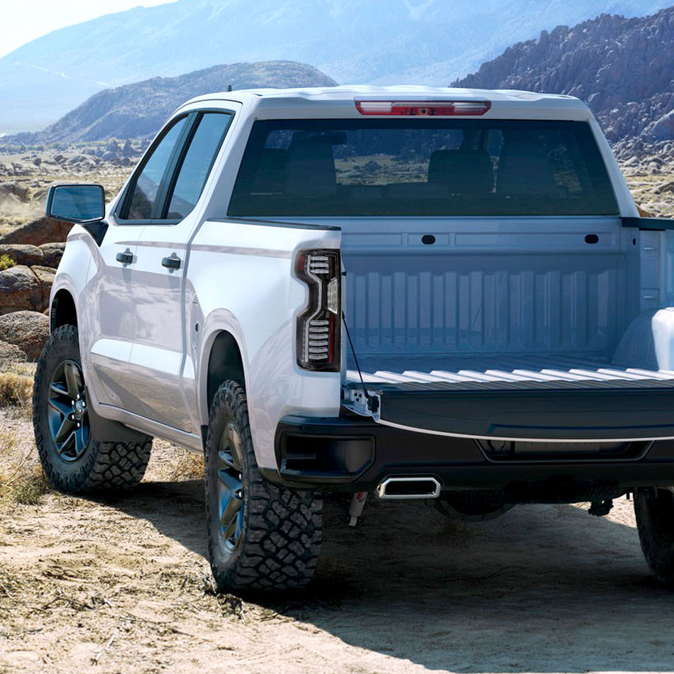 2019-2026 Chevrolet Silverado 1500 / 2020-2023 Silverado 2500HD/3500HD LED Tail Lights (Matte Black Housing/Clear Lens)