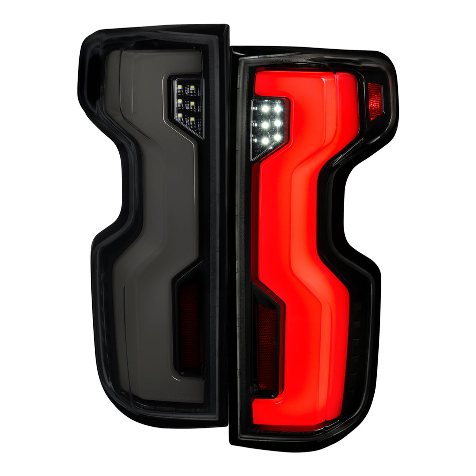 2019-2026 Chevrolet Silverado / 2020-2023 Silverado 2500HD Full LED Switchback Sequential Tail Lights (Glossy Black Housing / Smoked Lens)