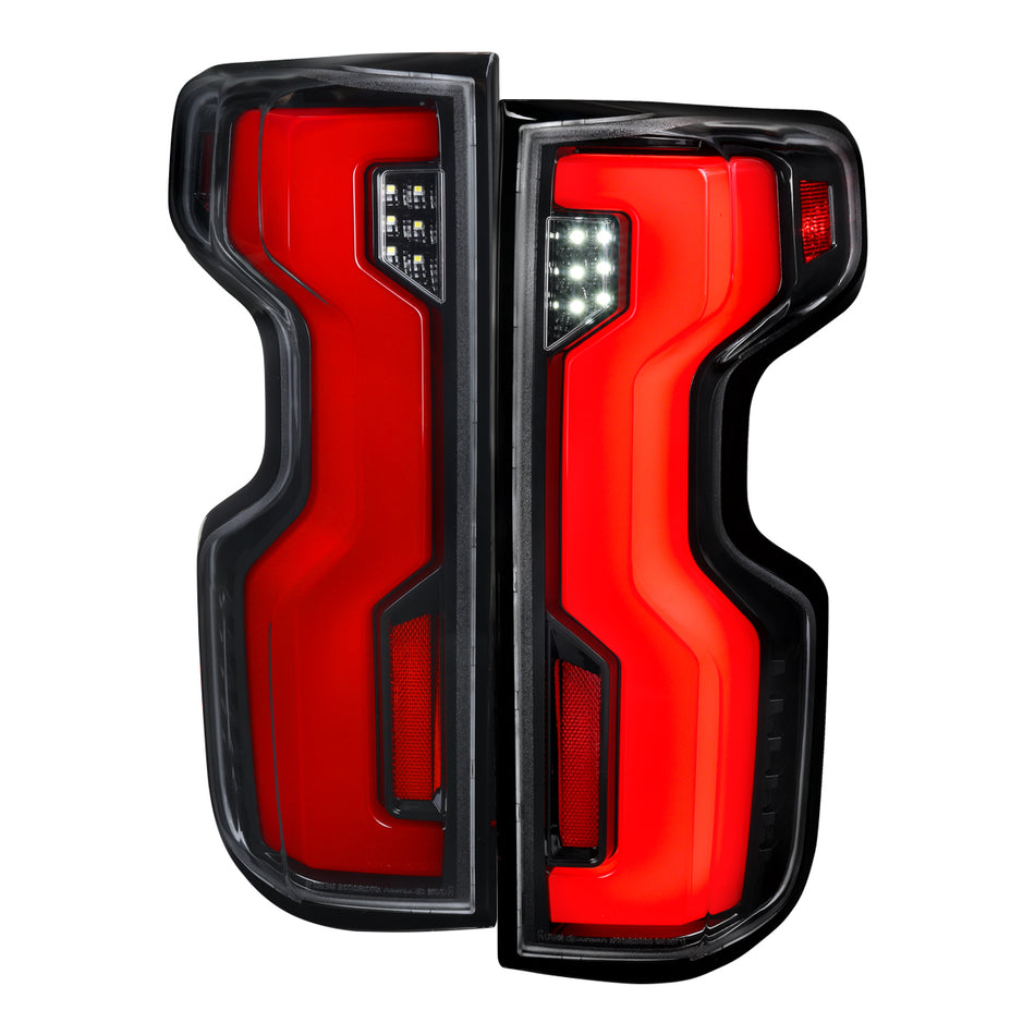 2019-2026 Chevrolet Silverado / 2020-2023 Silverado 2500HD Full LED Switchback Sequential Tail Lights (Jet Black Housing / Clear Lens)