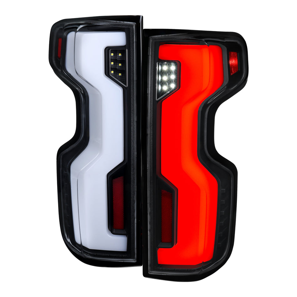 2019-2026 Chevrolet Silverado / 2020-2023 Silverado 2500HD Full LED Switchback Sequential Tail Lights (Black Housing / Clear Lens)