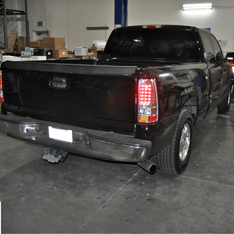 1999-2002 Chevrolet Silverado/ 1999-2006 GMC Sierra LED Tail Lights (Chrome Housing/Clear Lens)