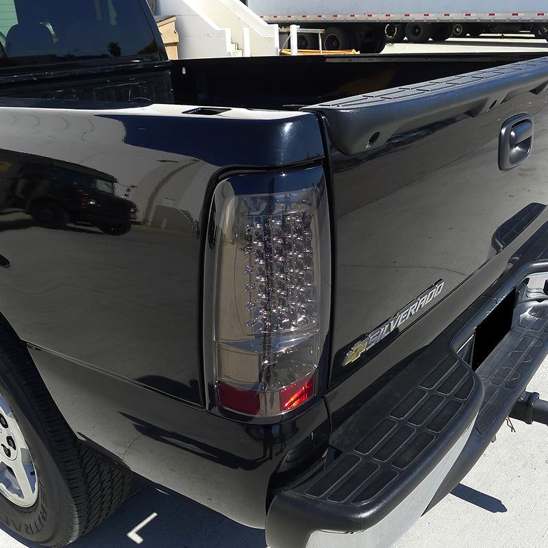 1999-2002 Chevrolet Silverado/ 1999-2006 GMC Sierra LED Tail Lights (Chrome Housing/Smoked Lens)