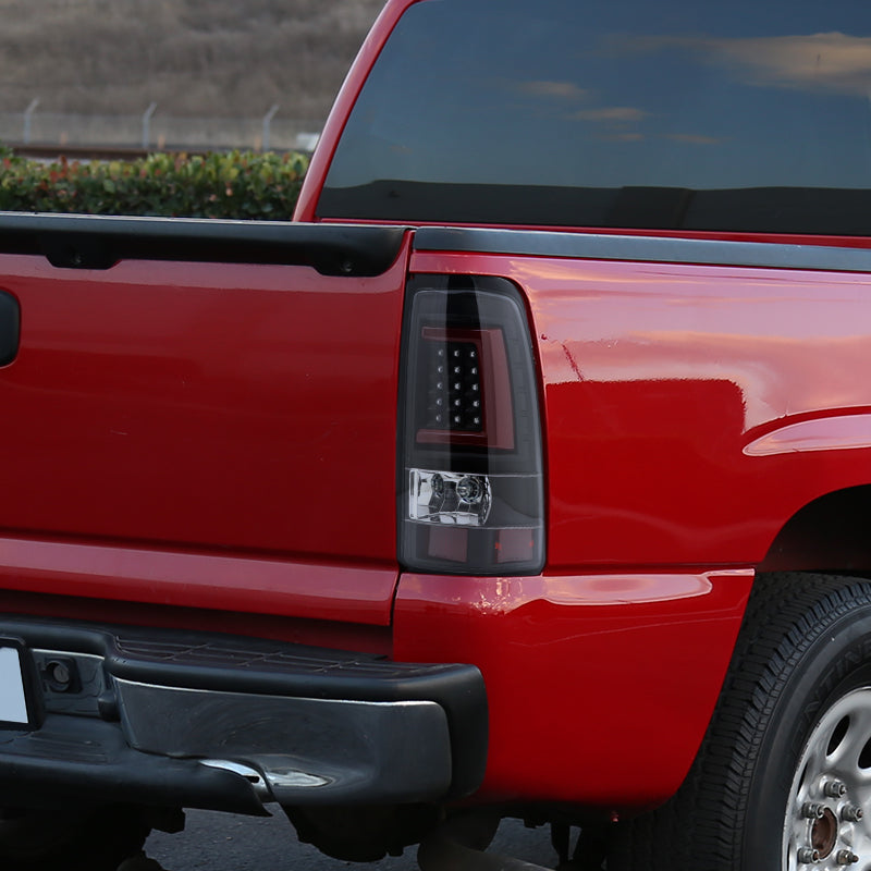 1999-2002 Chevrolet Silverado/ 1999-2006 GMC Sierra Red Bar LED Tail Lights - G2 (Black Housing/Clear Lens)