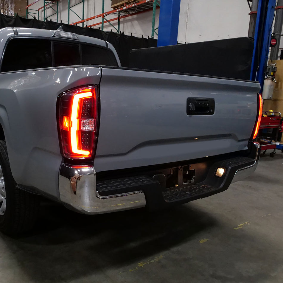 2016-2022 Toyota Tacoma LED Bar Tail Lights (Matte Black Housing/Clear Lens)
